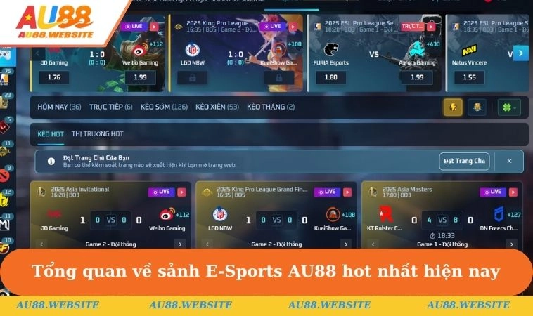 Tổng quan về sảnh E-Sports AU88 hot nhất hiện nay